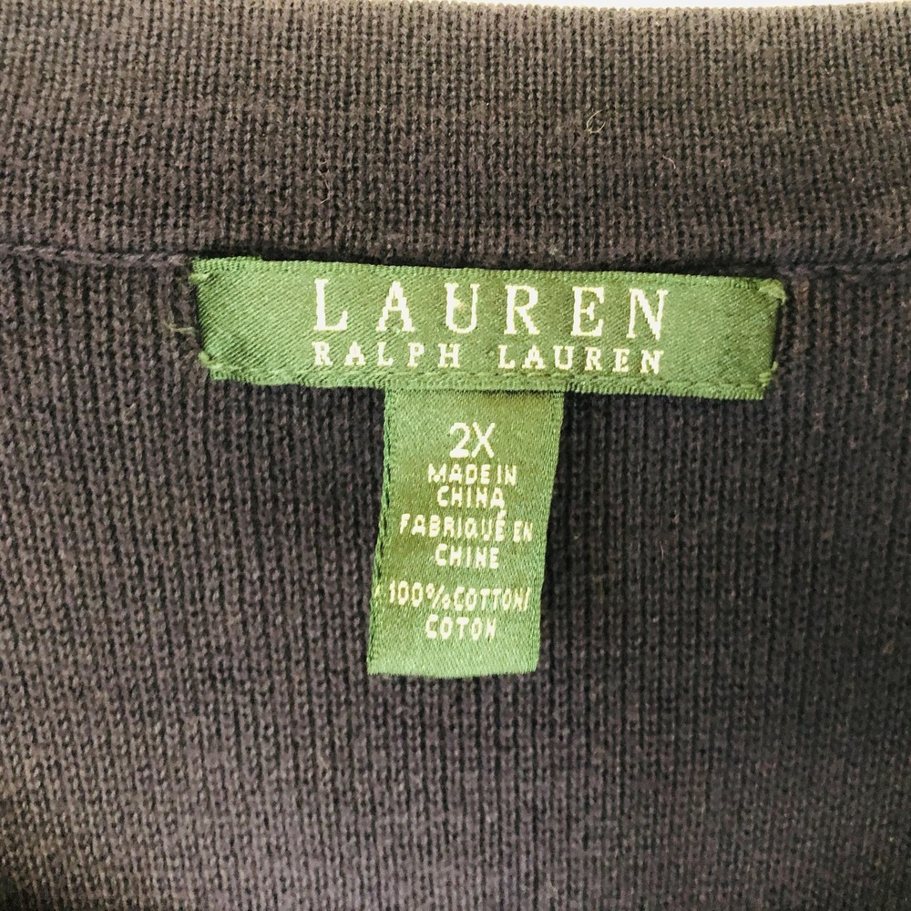 Lauren Ralph Lauren Sweater Womens 2X Navy Lace Up Tunic Pullover Long Sleeve - Picture 3 of 8